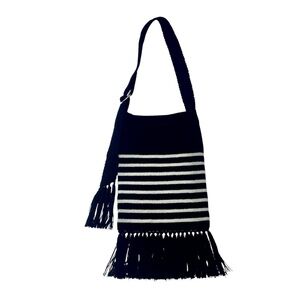 Aritzia Alxiliary Venice Crochet Black and White Striped Crossbody Bag NWOT